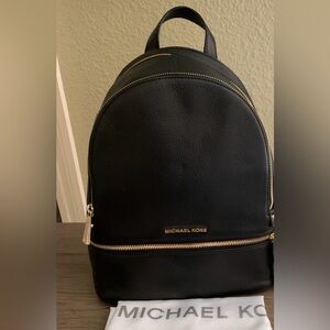 Michael Kors Rhea Medium Leather Backpack with Gold Hardware